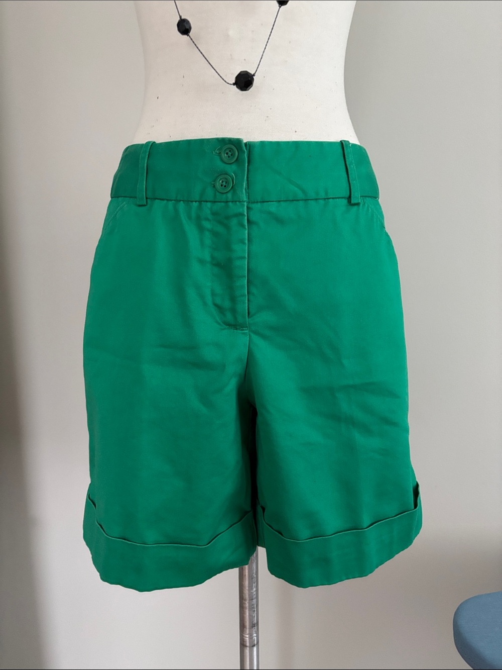 Worthington Modern Fit Chino Shorts Casual‎ Button Closure Green 10